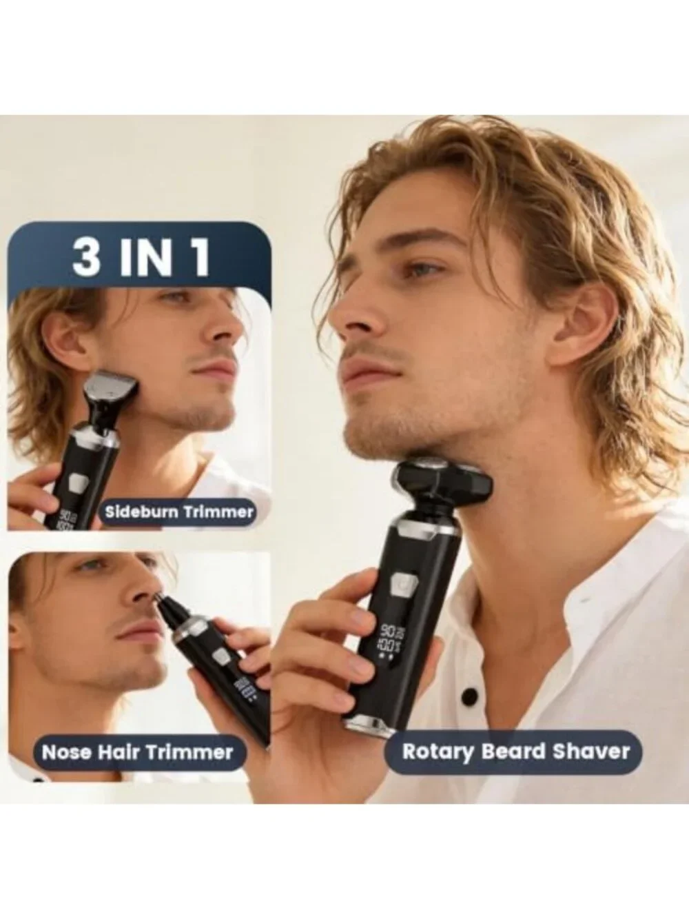Versatile 3-in-1 Electric Razor for Men - 4D Floating Shaver, Grooming Tool